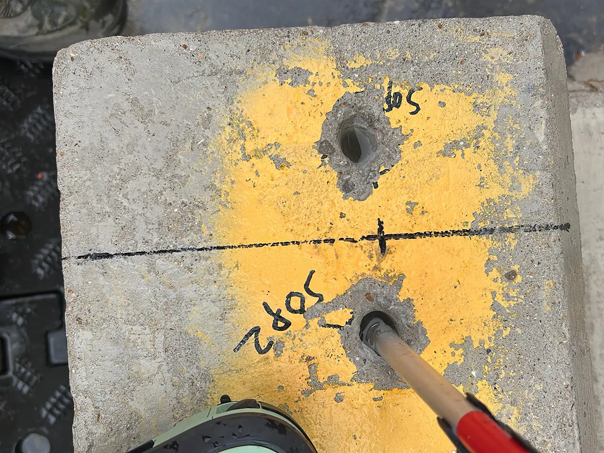 Setting out column centres with Leica total station — St Mary’s Hospital renovation